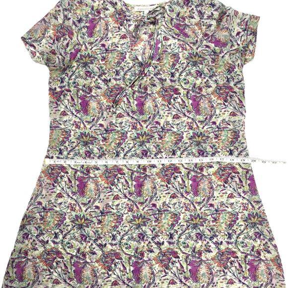 Daniel Rainn Dress Tie Neck Floral Print Short Sleeve Sheer Women's Small Flowy - Picture 4 of 7